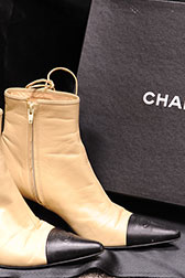 Chanel Tan and Black Ankle Boots