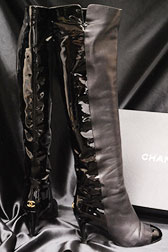 Vintage Chanel Black Knee Boots